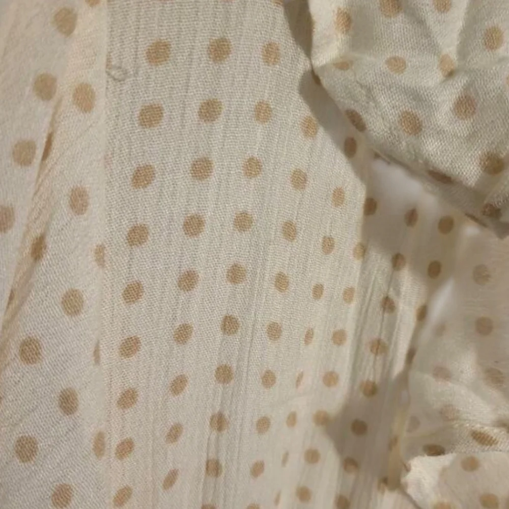 BÖHME Ivory/Cream Polka Dot Femme Midi Dress Ruffled V-neck Button Front NWT LG - Picture 7 of 15